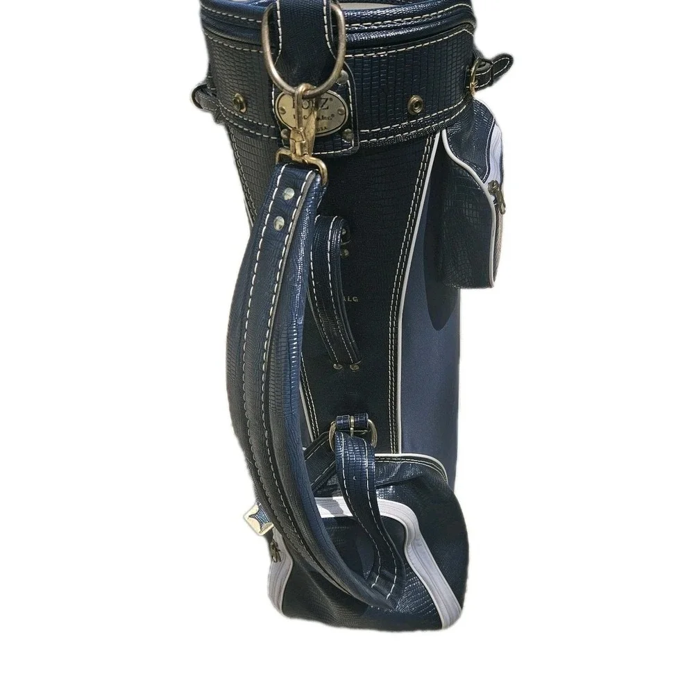 VTG Hot-Z Retro Golf Bag 6 Way Leather & Canvas Original Rain Cover MADE IN USA